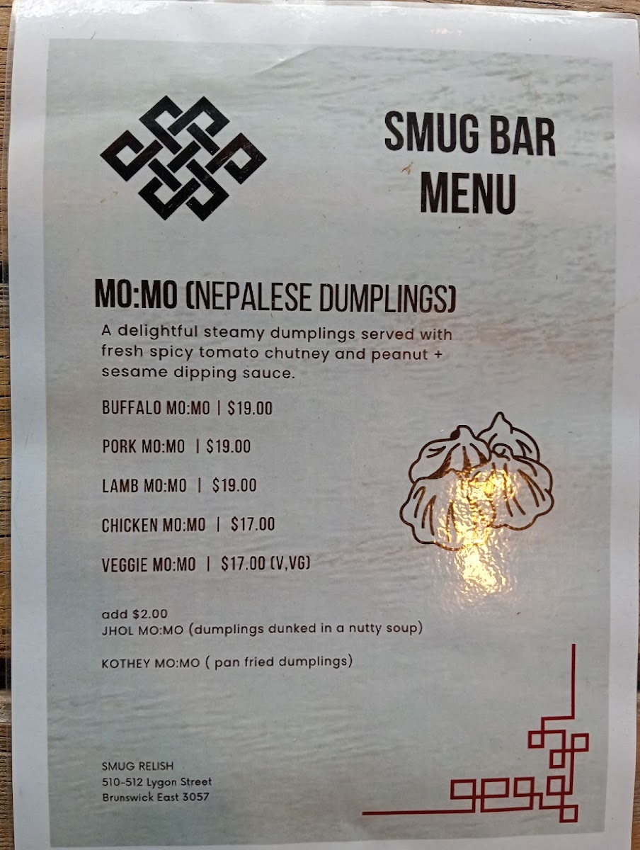 Smug Relish menu board