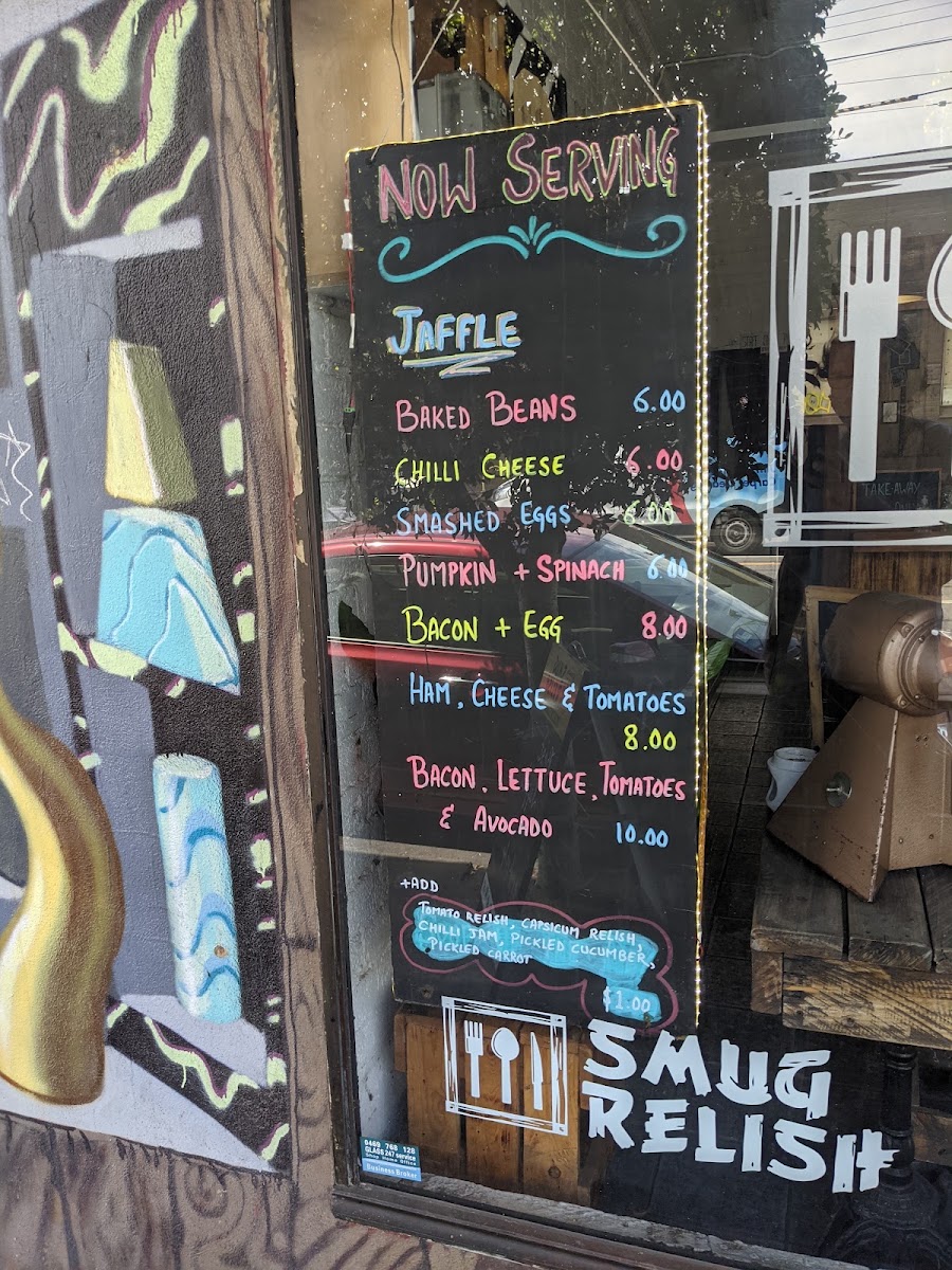 Smug Relish menu board