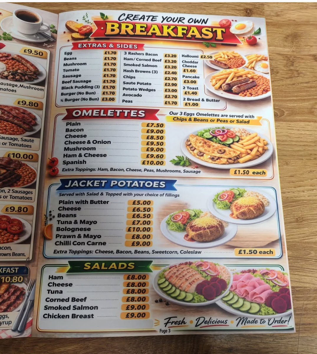 Manor Cafe menu board