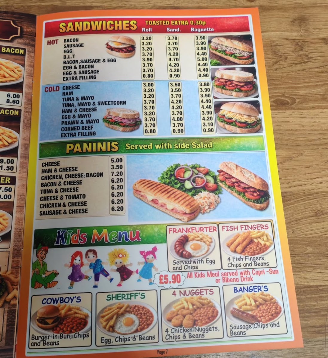 Manor Cafe menu board
