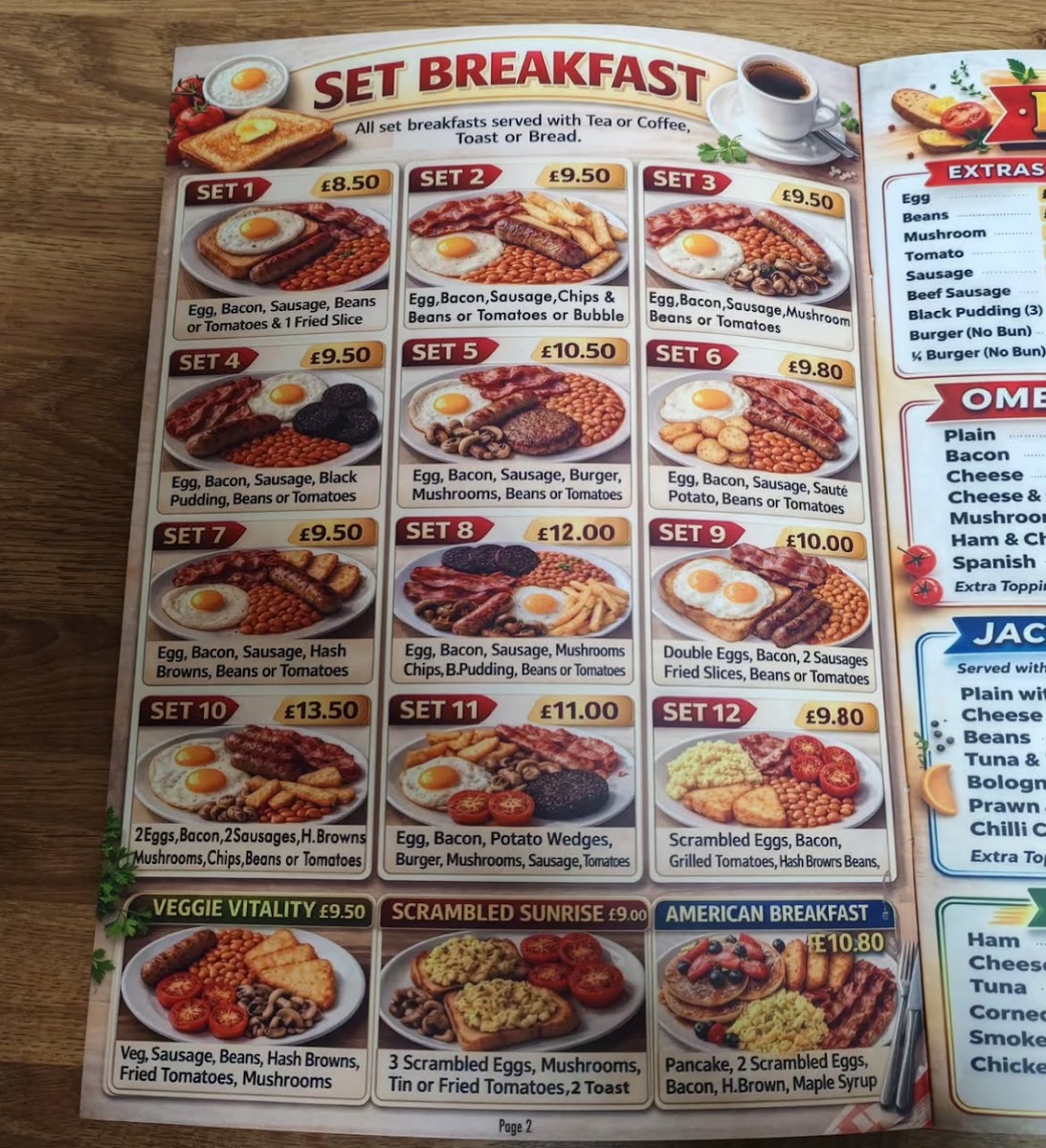 Manor Cafe menu board