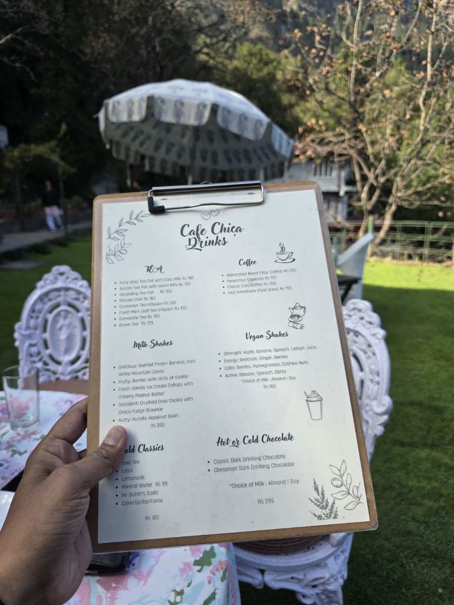 Cafe Chica, Abbotsford Heritage Hotel menu board