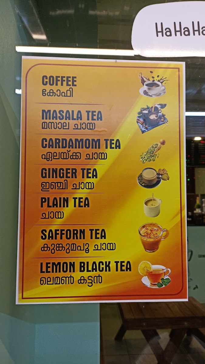 Kayak Coffee Day Alleppey menu board