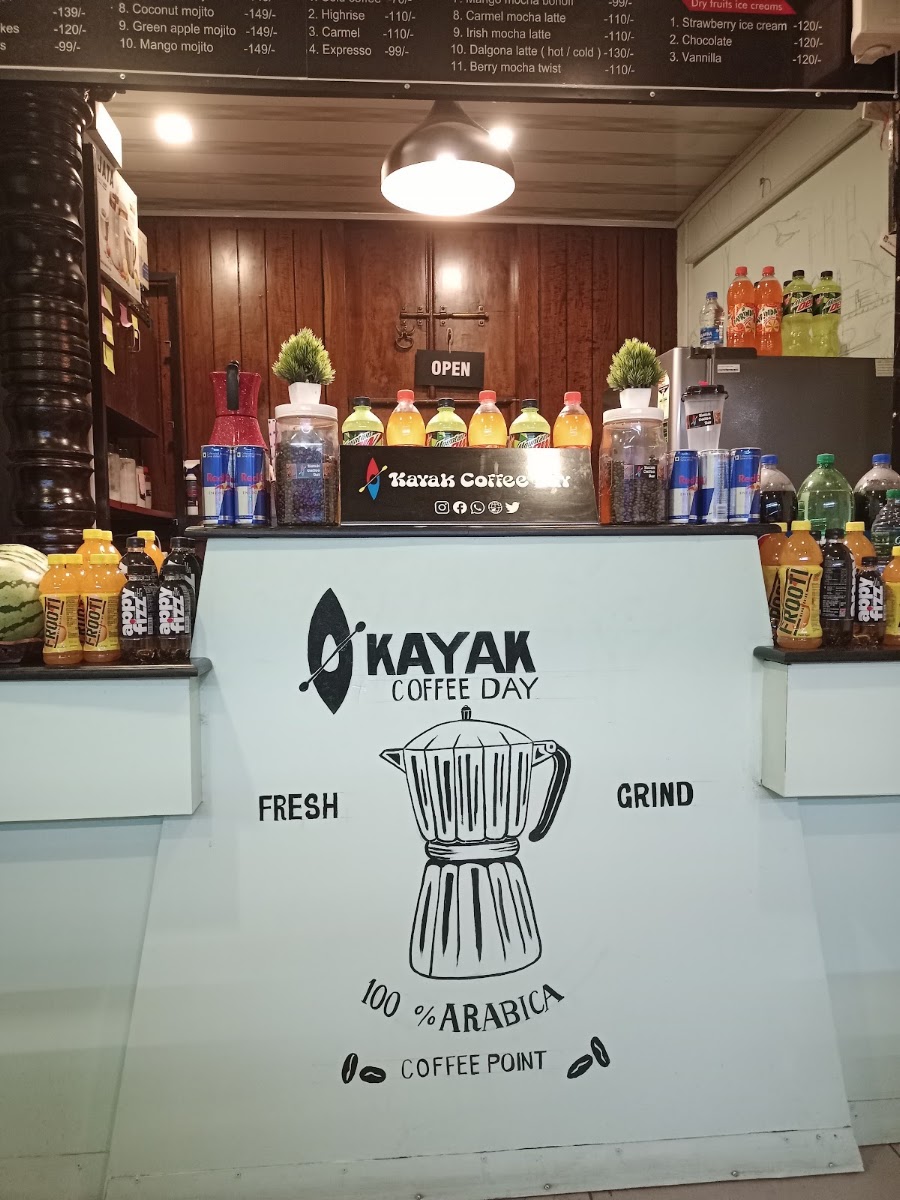 Kayak Coffee Day Alleppey menu board