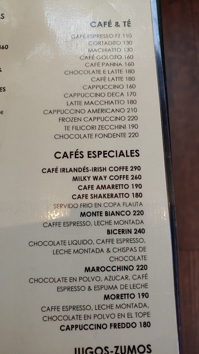 Caffe Monte Carlo menu board