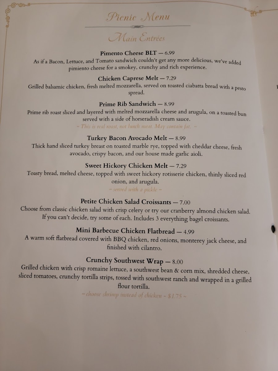 Café Bloom menu board