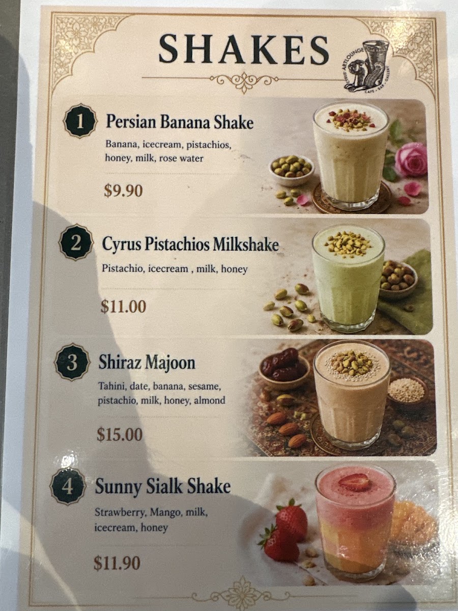 Cyrus Artlounge menu board