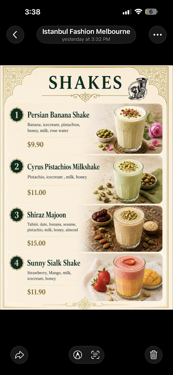Cyrus Artlounge menu board