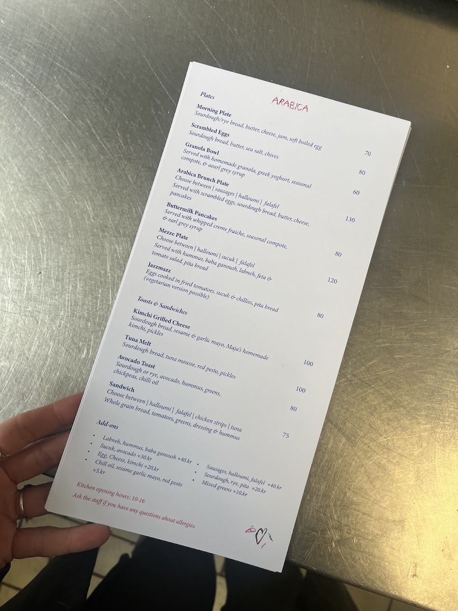 Arabica menu board