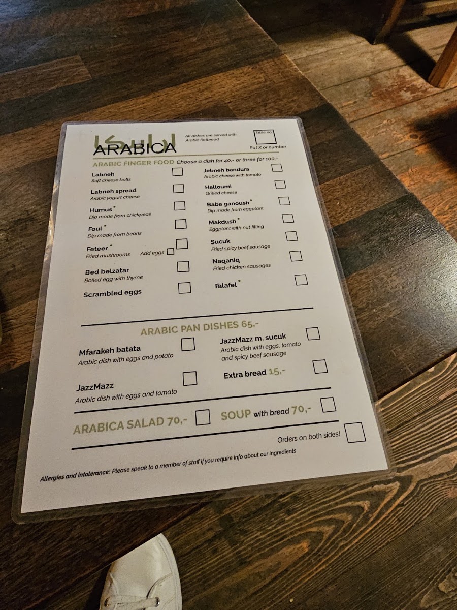 Arabica menu board