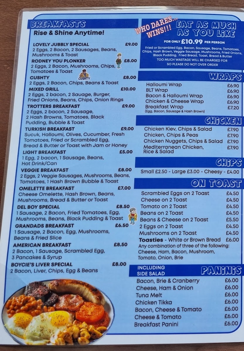 Lovely Jubbly Cafe menu board
