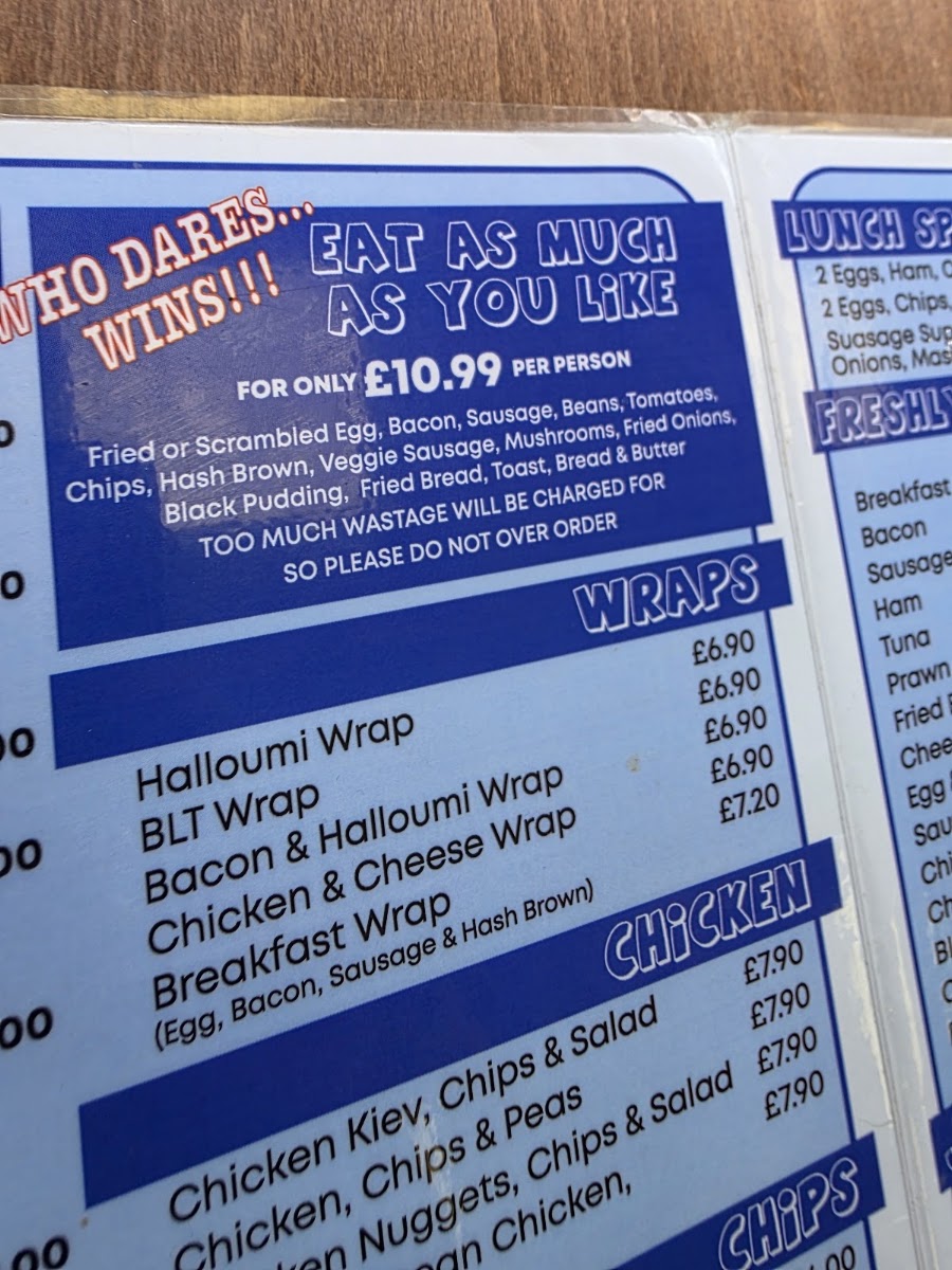 Lovely Jubbly Cafe menu board