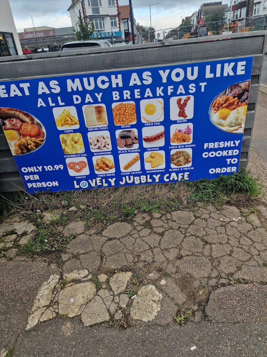 Lovely Jubbly Cafe menu board