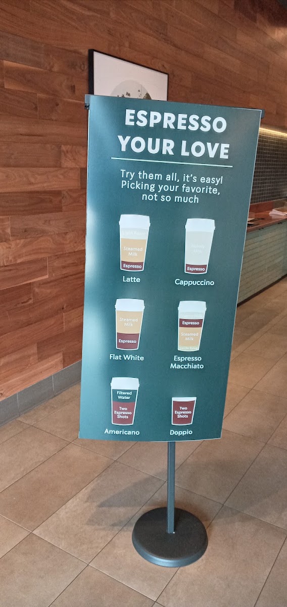 Starbucks Southwest Plaza menu board