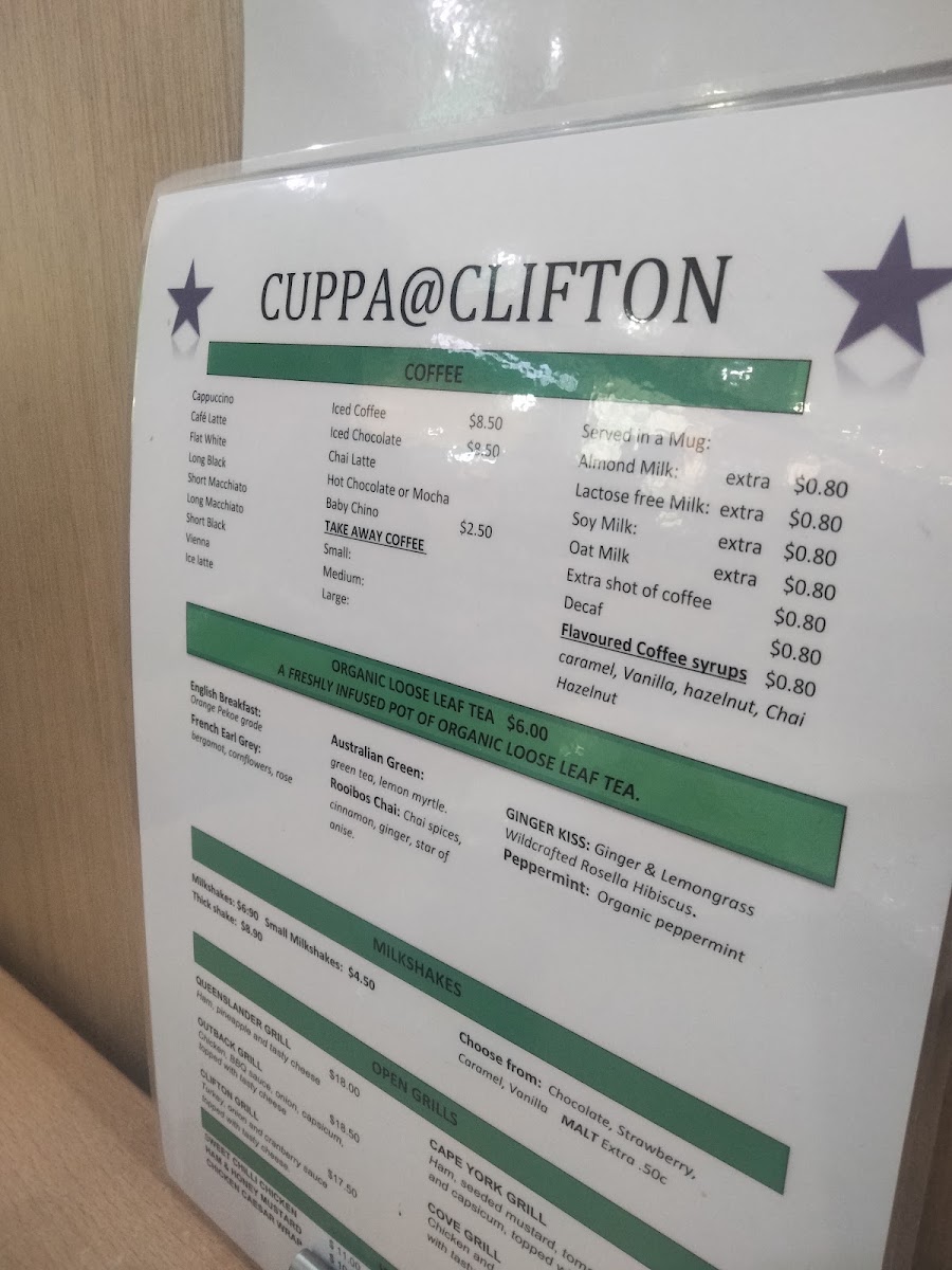 Cuppa@clifton menu board