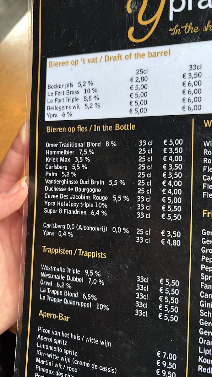 Wipers Times Bar menu board