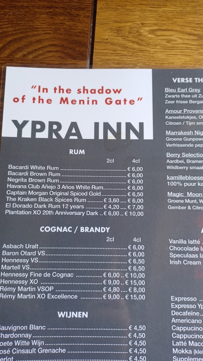 Wipers Times Bar menu board