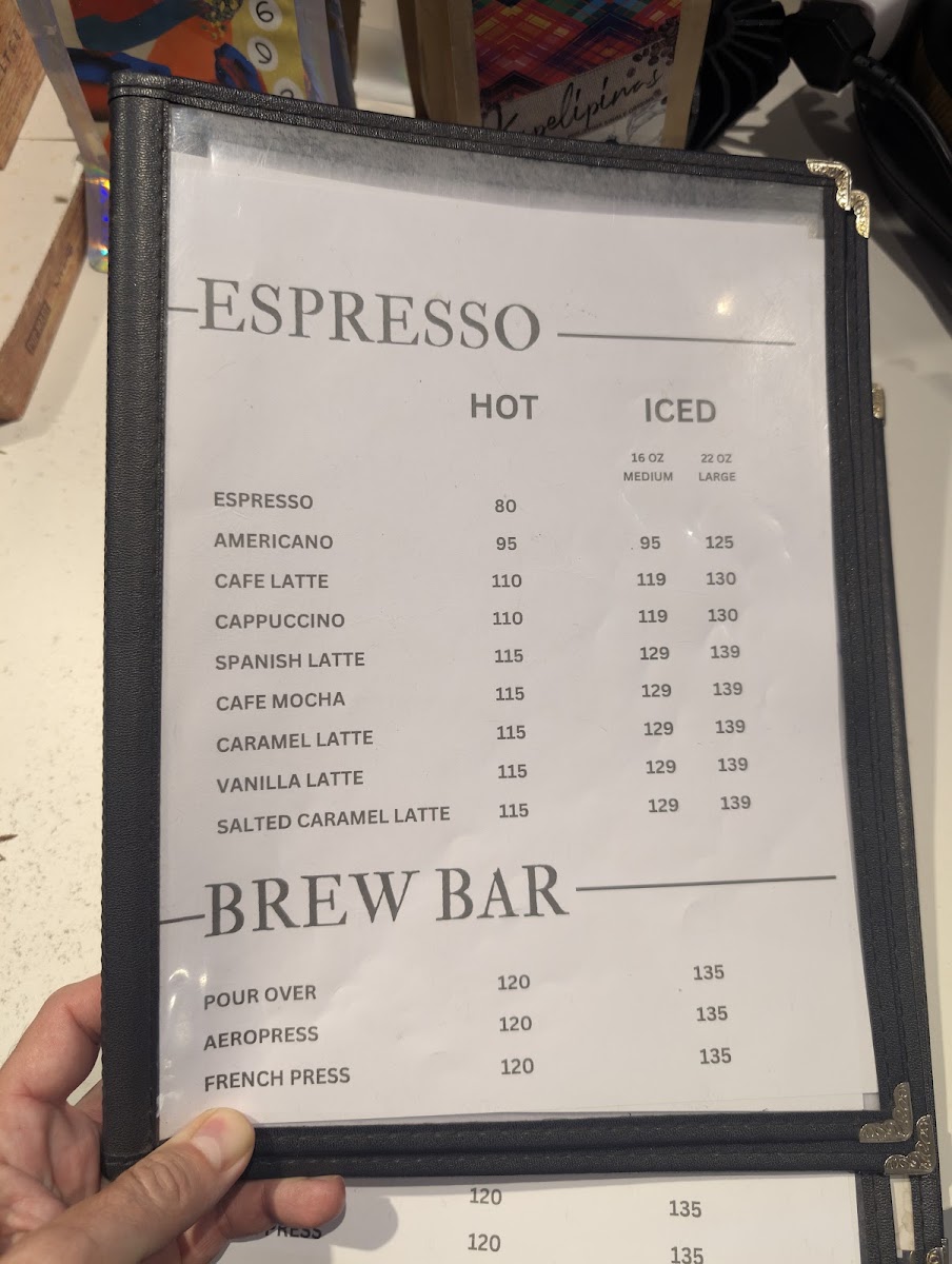 Cafe Mystika Valencia Espresso Bar menu board
