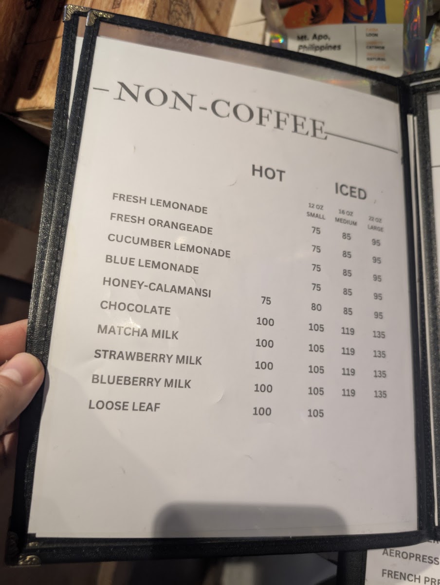 Cafe Mystika Valencia Espresso Bar menu board