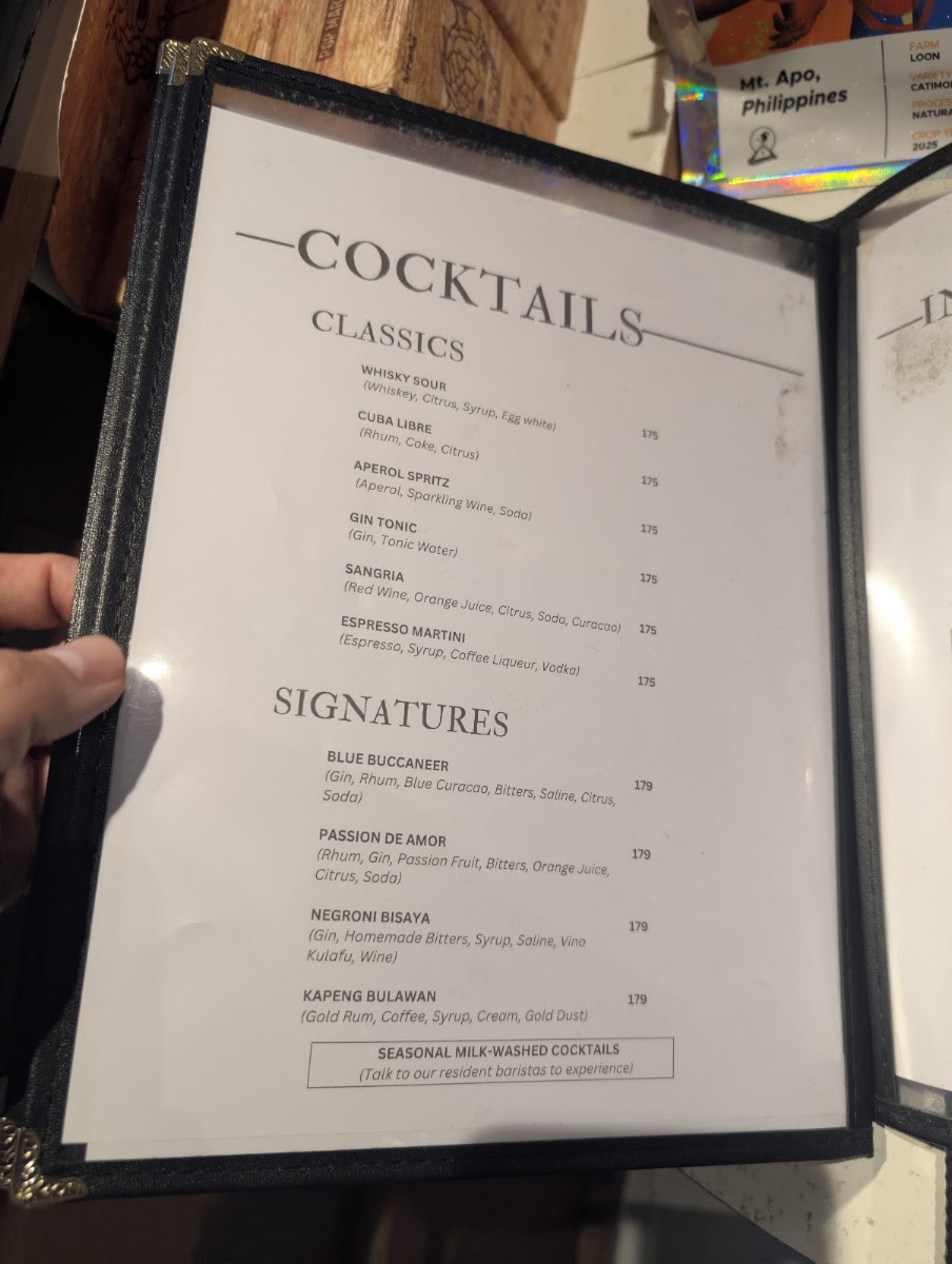 Cafe Mystika Valencia Espresso Bar menu board