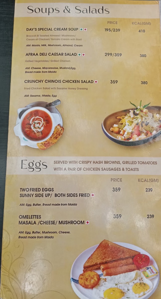 Afraa Deli menu board