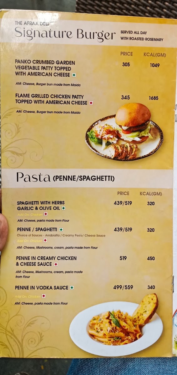 Afraa Deli menu board