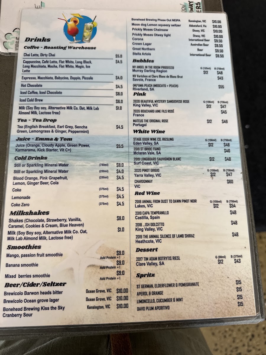 Rocketman Ocean Grove menu board