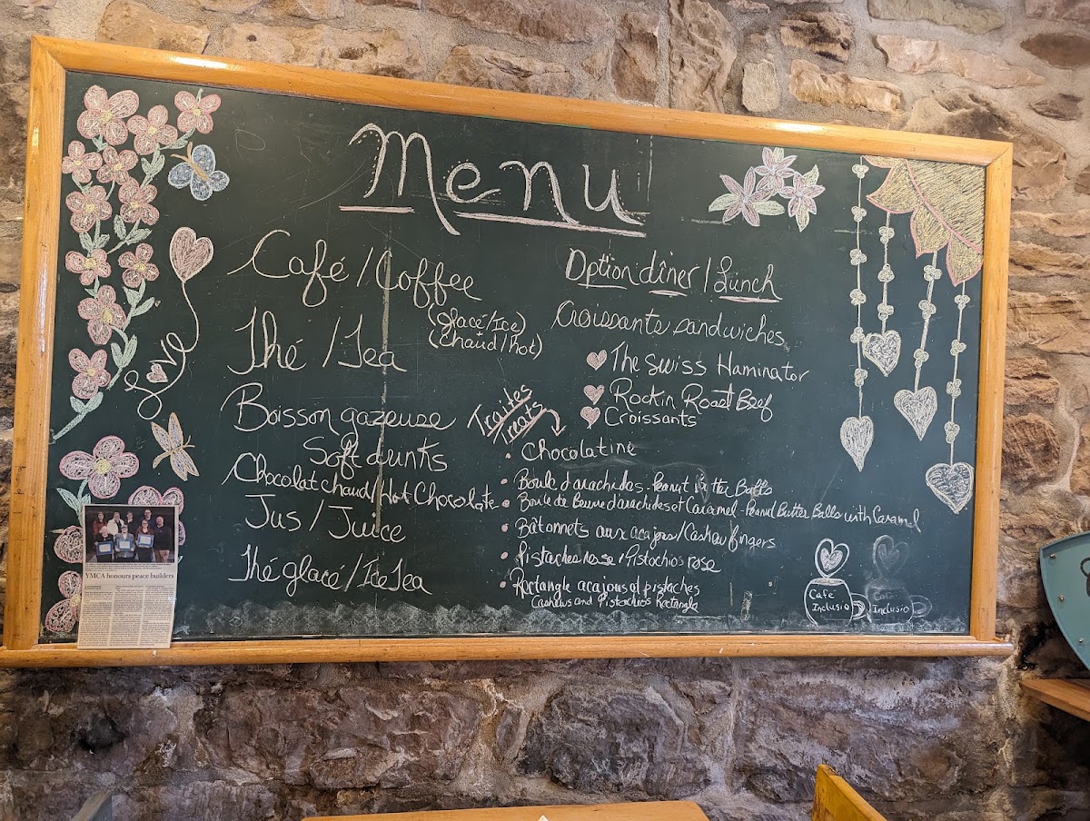 Café Inclusio menu board