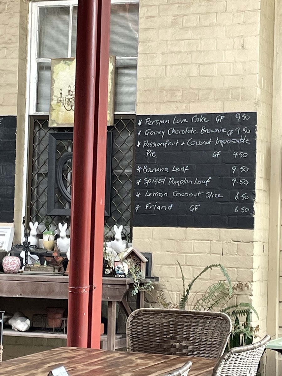 Vintage On Melbourne menu board