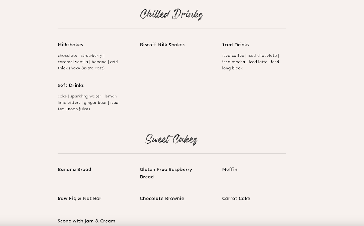 Second Home Cafe - Kellyville menu board