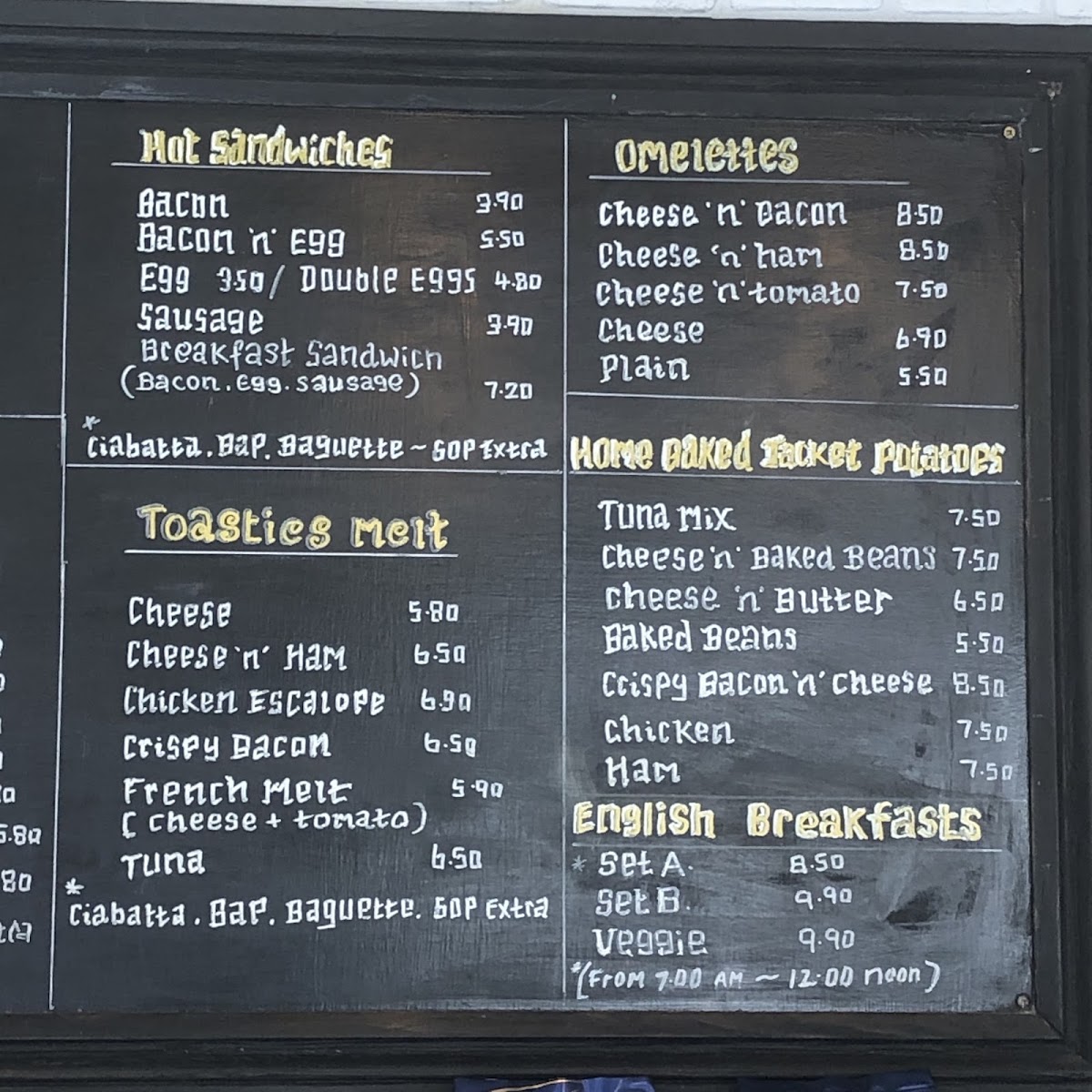 Tasty Corner menu board