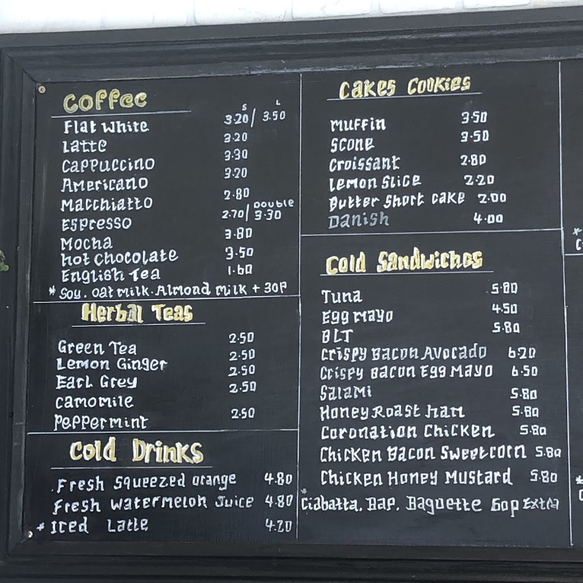 Tasty Corner menu board