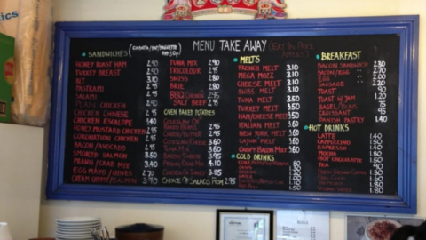 Tasty Corner menu board