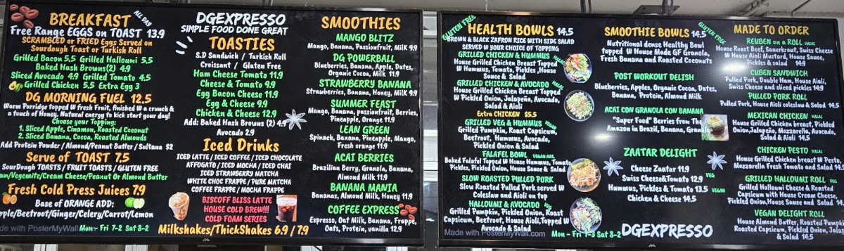 D.G.Expresso menu board