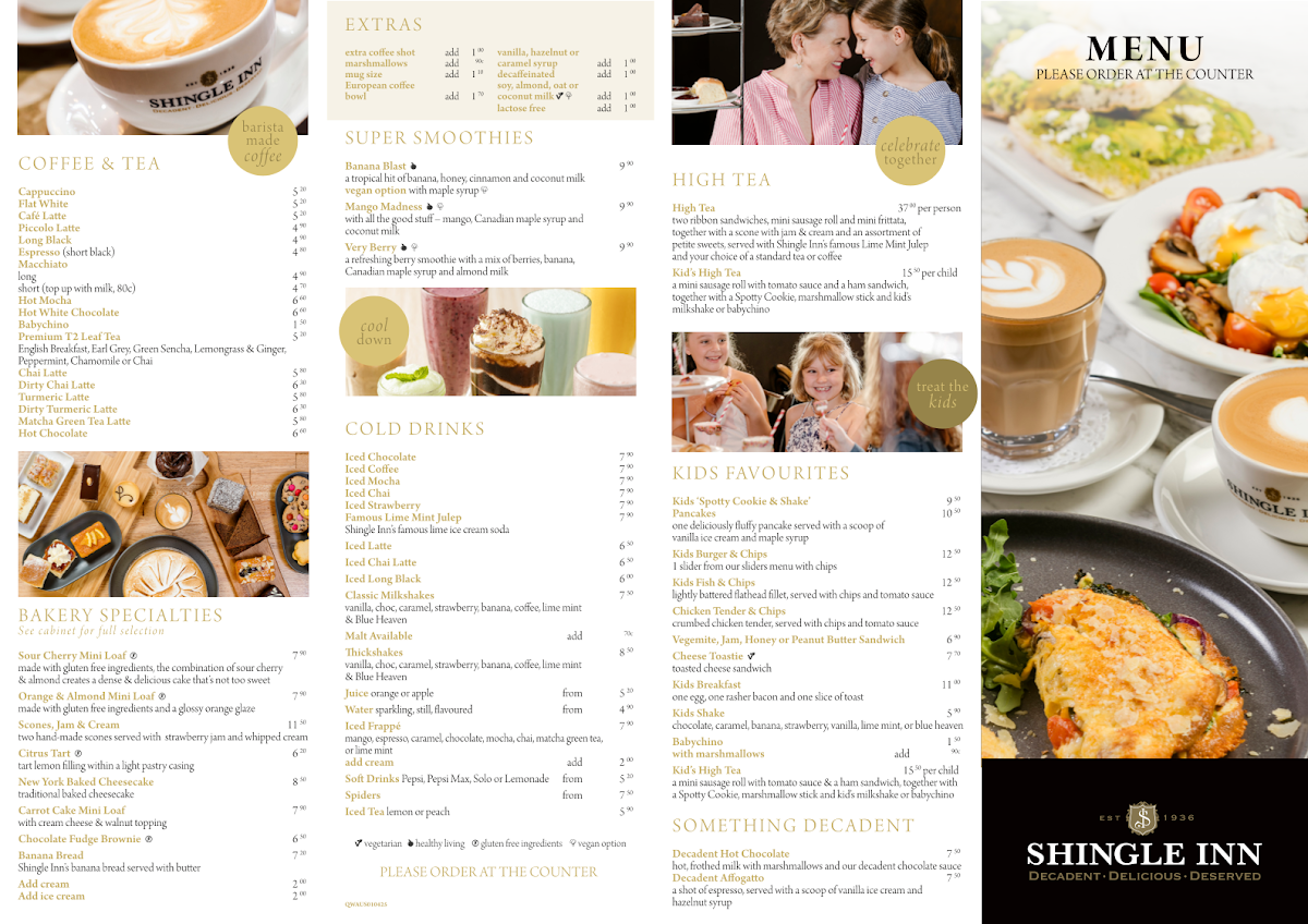 Shingle Inn Mt Gravatt menu board