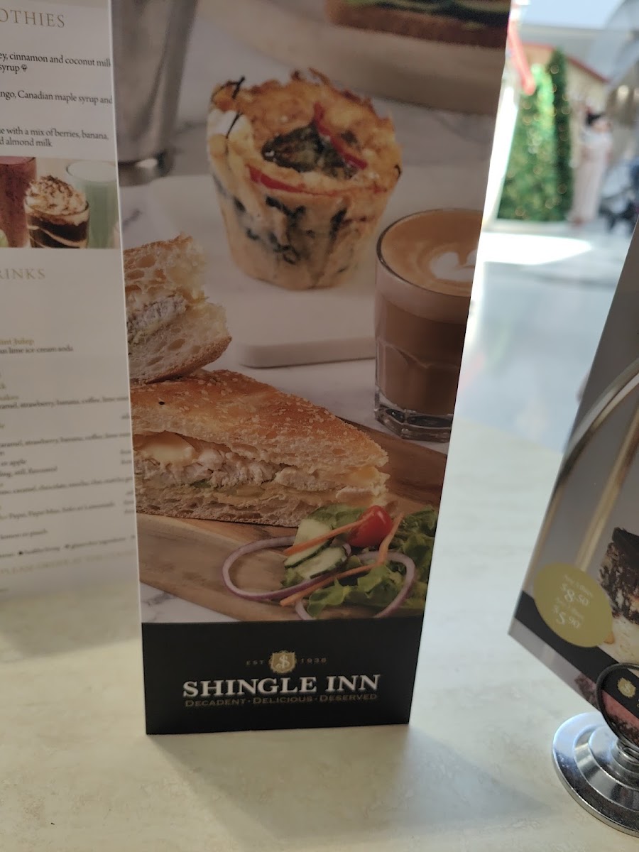 Shingle Inn Mt Gravatt menu board