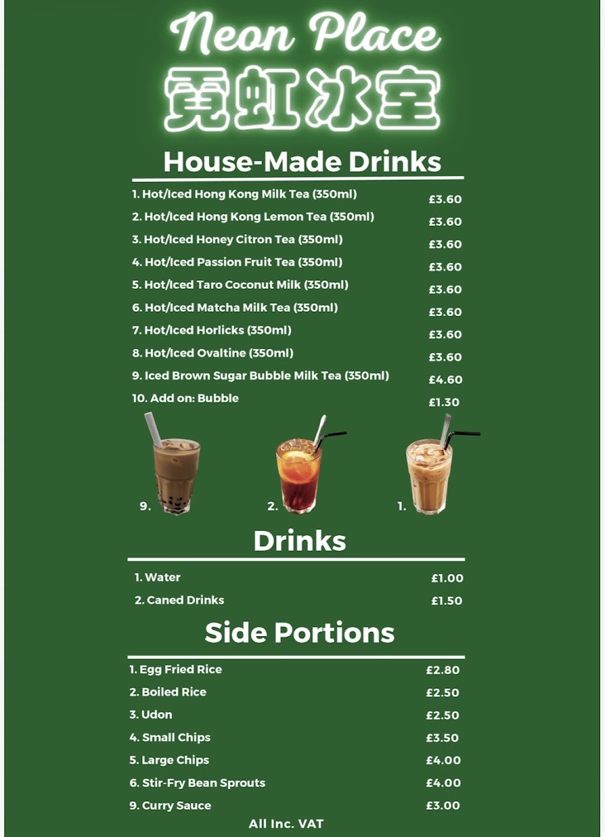 Neon Place menu board