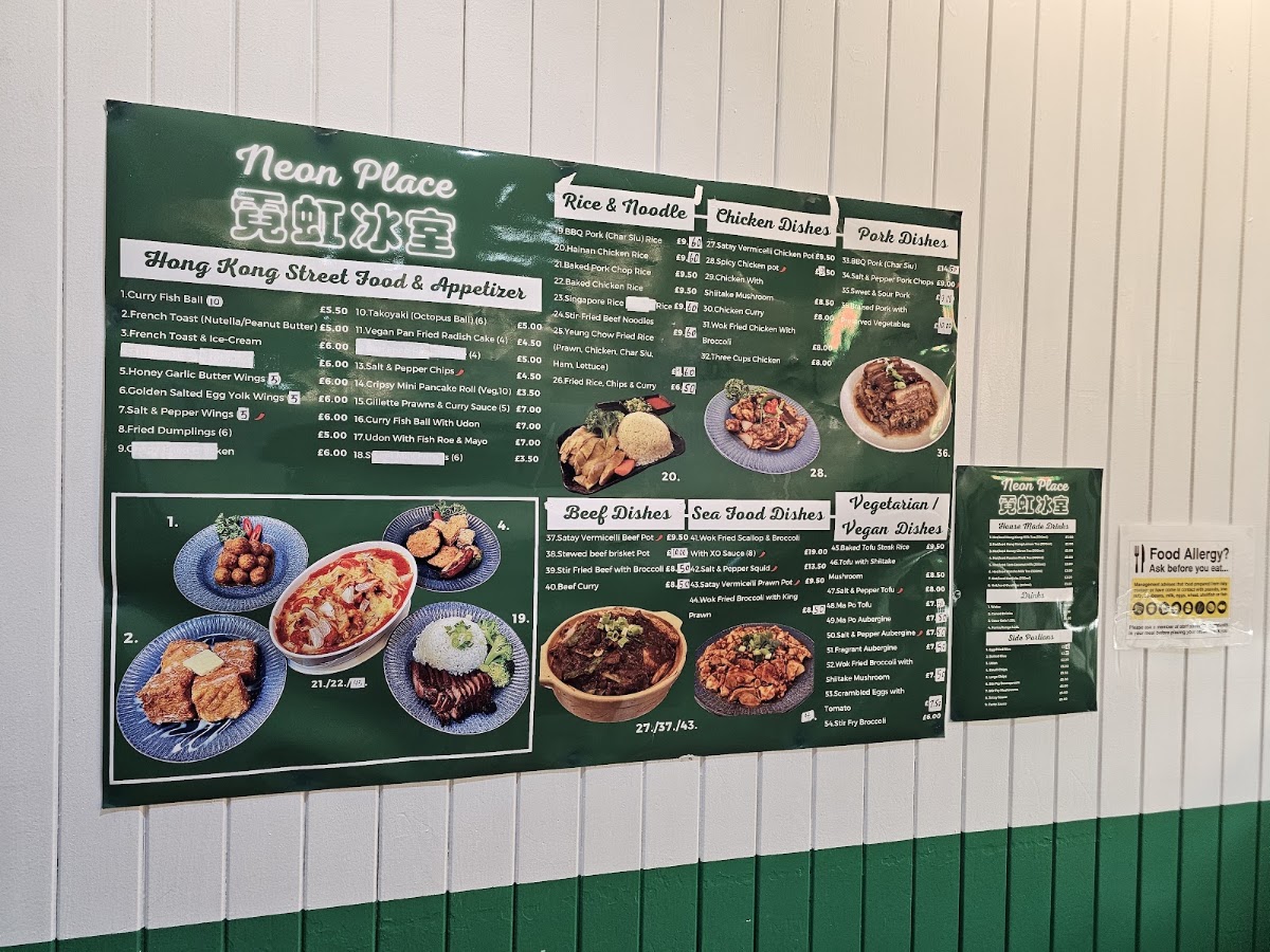 Neon Place menu board