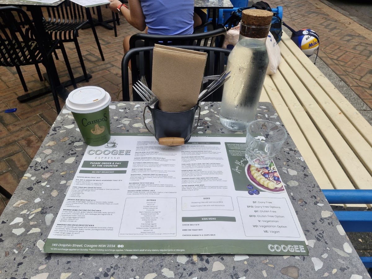 Coogee espresso menu board