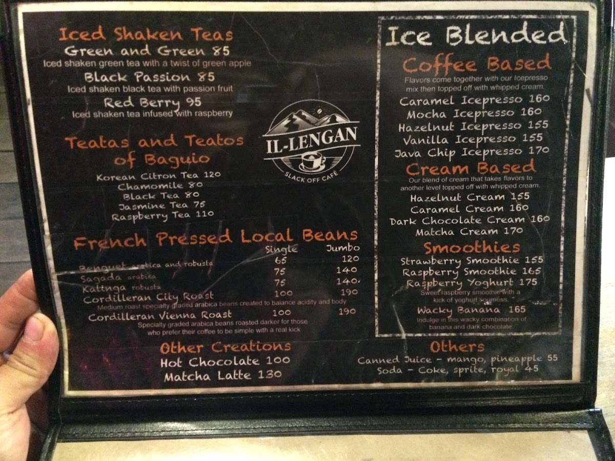 Il-lengan Cafe menu board