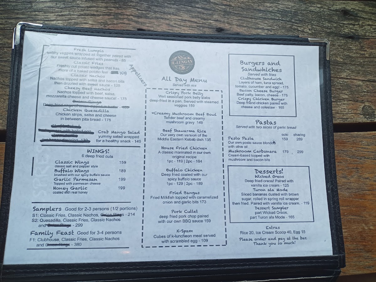 Il-lengan Cafe menu board