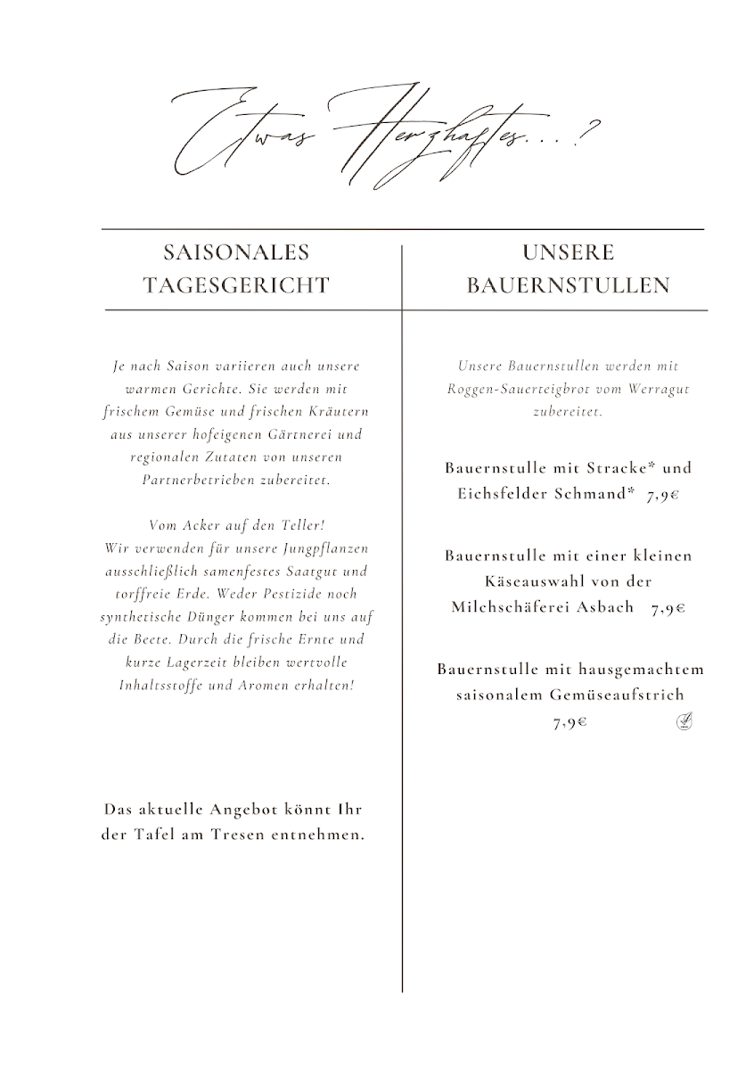 Hof Sickenberg - Bioland Café menu board