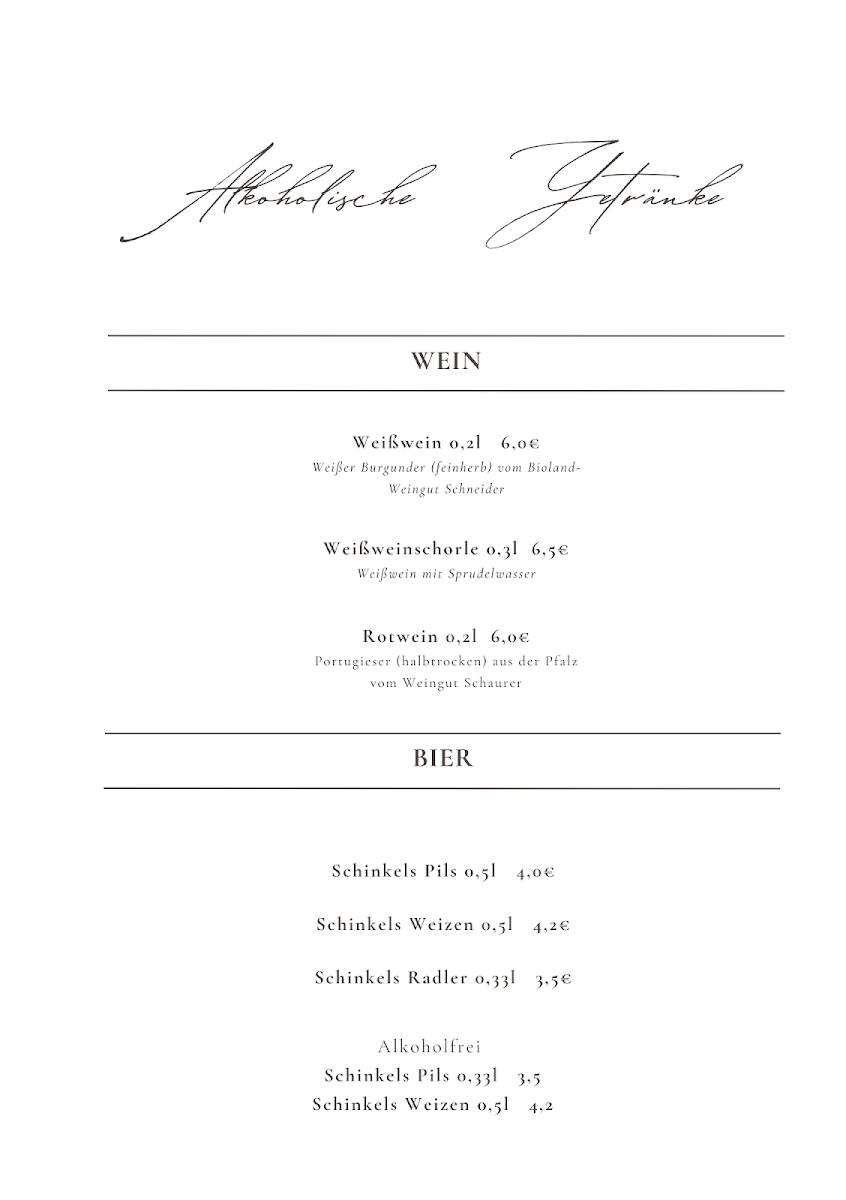 Hof Sickenberg - Bioland Café menu board
