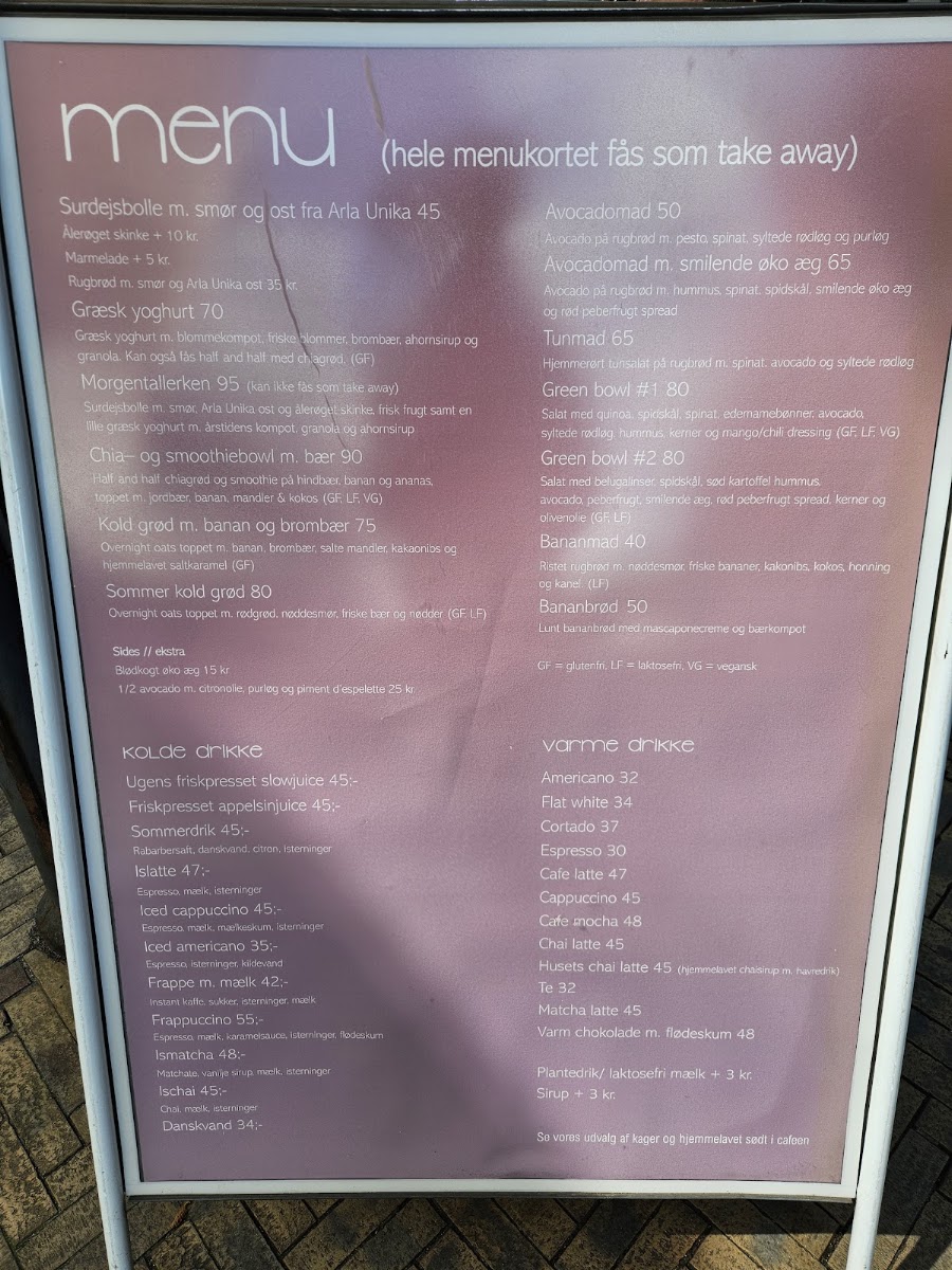 Den Lille Smalle menu board