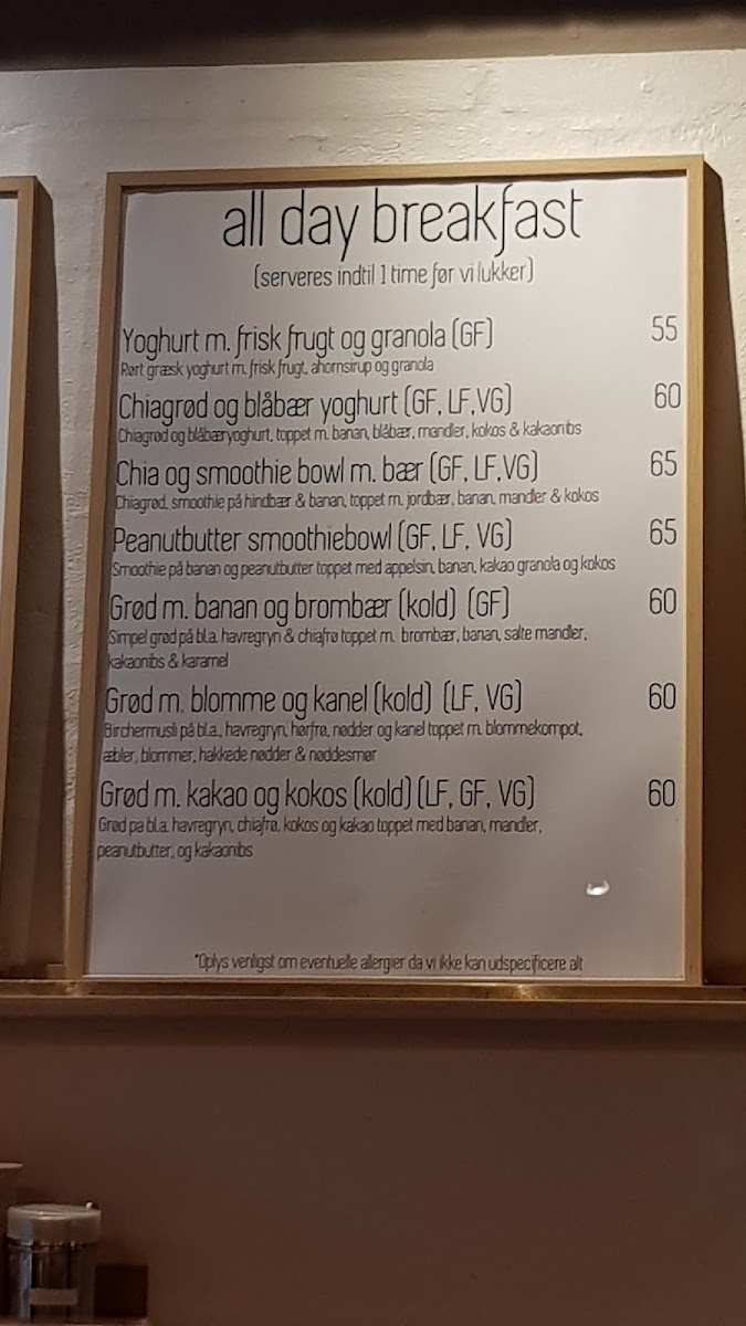 Den Lille Smalle menu board