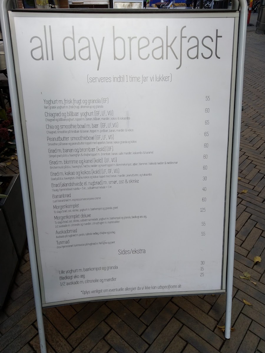 Den Lille Smalle menu board