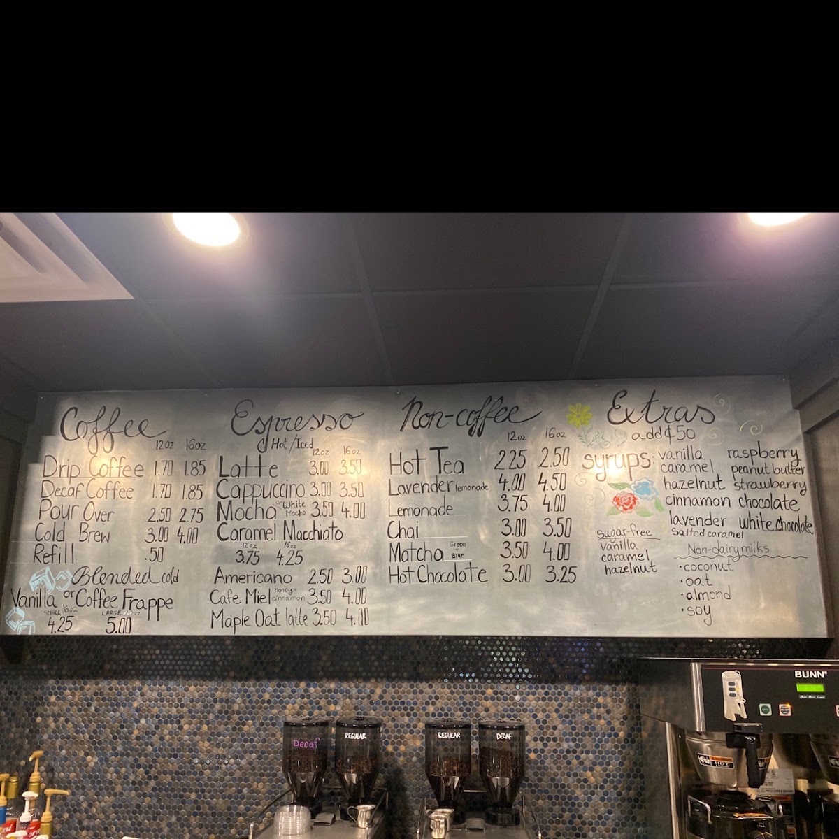 Global Grounds Coffee menu board