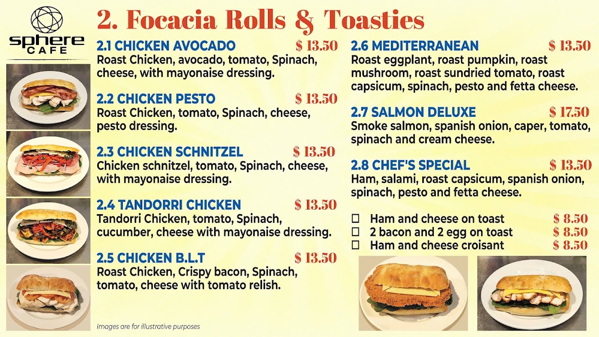 Sphere Cafe menu board