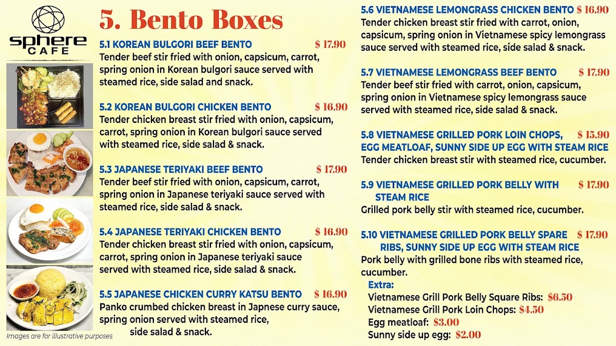 Sphere Cafe menu board