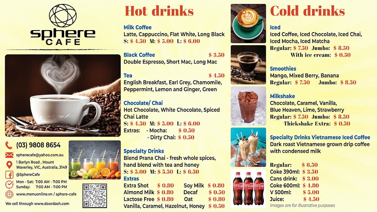 Sphere Cafe menu board